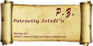 Petrovity Zoltán névjegykártya